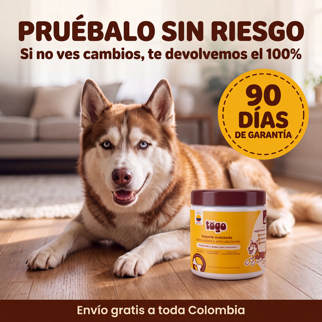 Pruébalo sin riesgo: 90 días de garantía, si no ves cambios te devolvemos el 100%. Envío gratis a toda Colombia